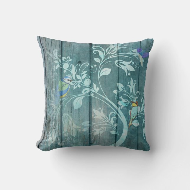 Humming Bird & Flower Throw Pillow (Front)