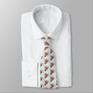 Humming bird flying with flowers neck tie