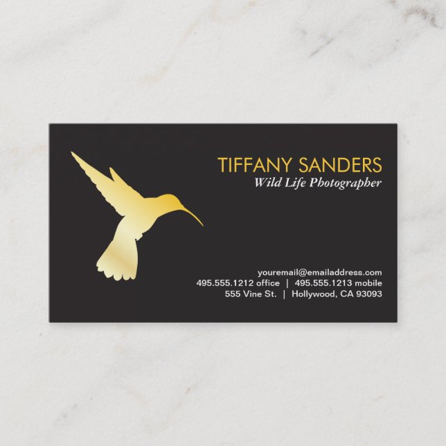 Humming Bird Gold Business Card (Front)