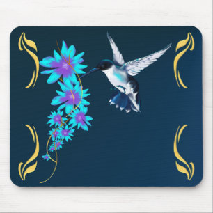 Humming Bird In Blue Mousepad