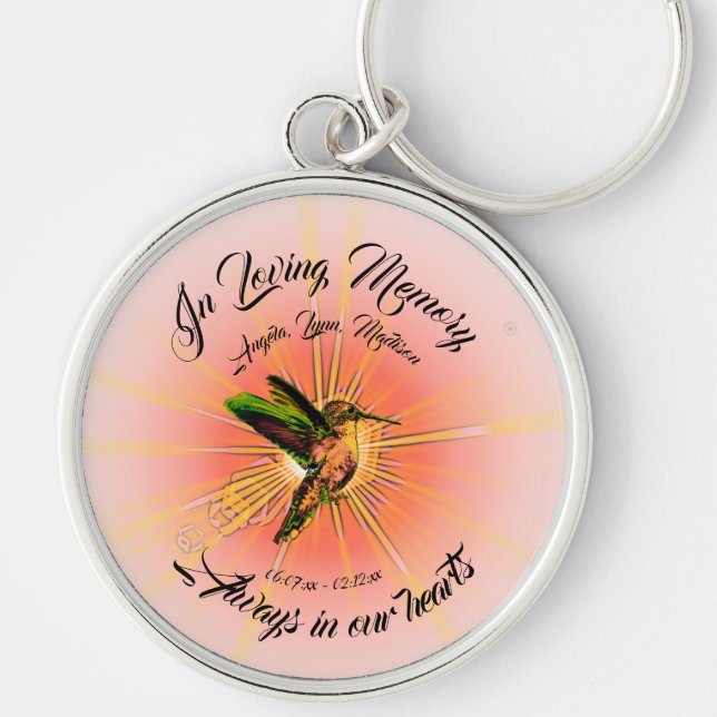 Humming Bird, In Loving Memory Keychain (Front)
