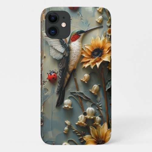 Humming Bird Lily of the Valley Sunflower Floral iPhone 11 Case