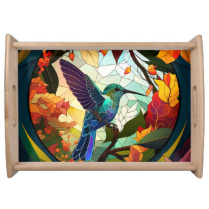 Humming Bird Stained Glass Serving Tray
