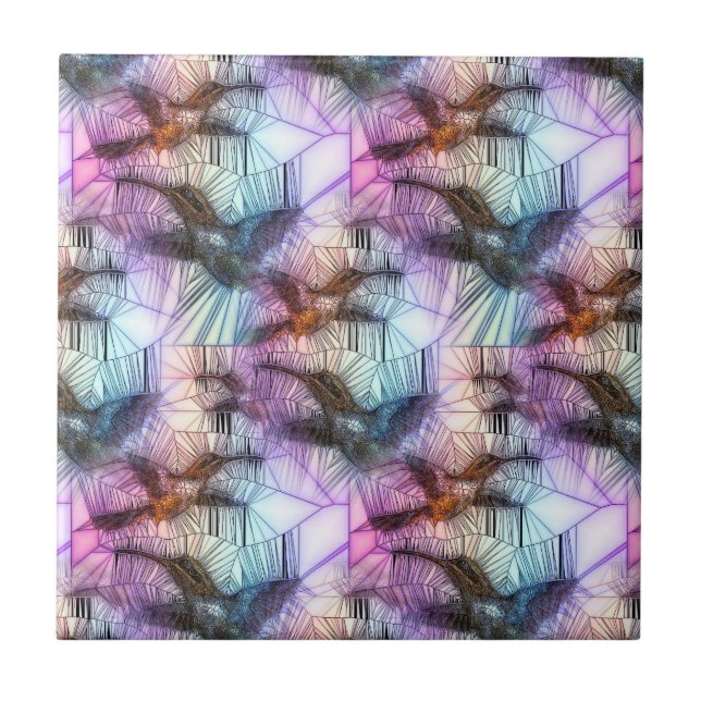 Humming Bird Stained Glass Tile (Front)