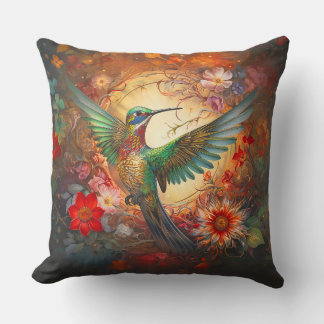 Humming Bird Throw Pillow