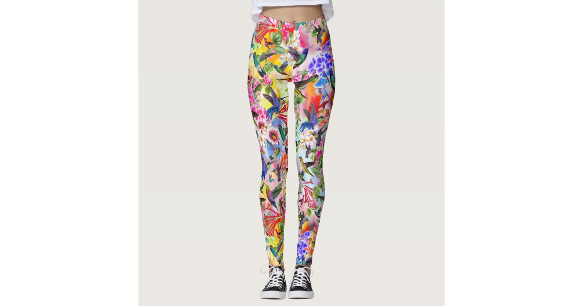 Humming Birds and Flowers Leggings | Zazzle