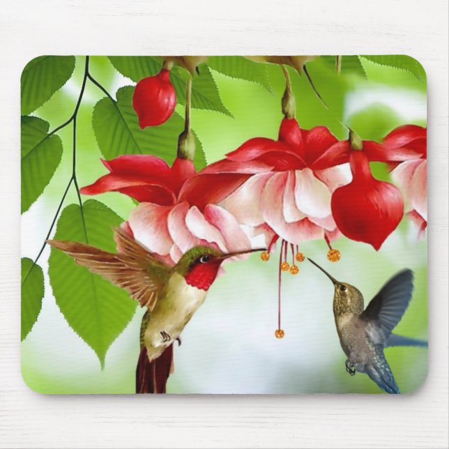 Humming Birds and Flowers Mouse Pad (Front)
