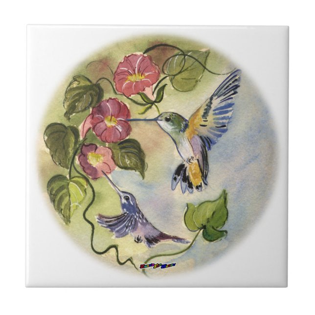 Humming Birds Ceramic Tile (Front)