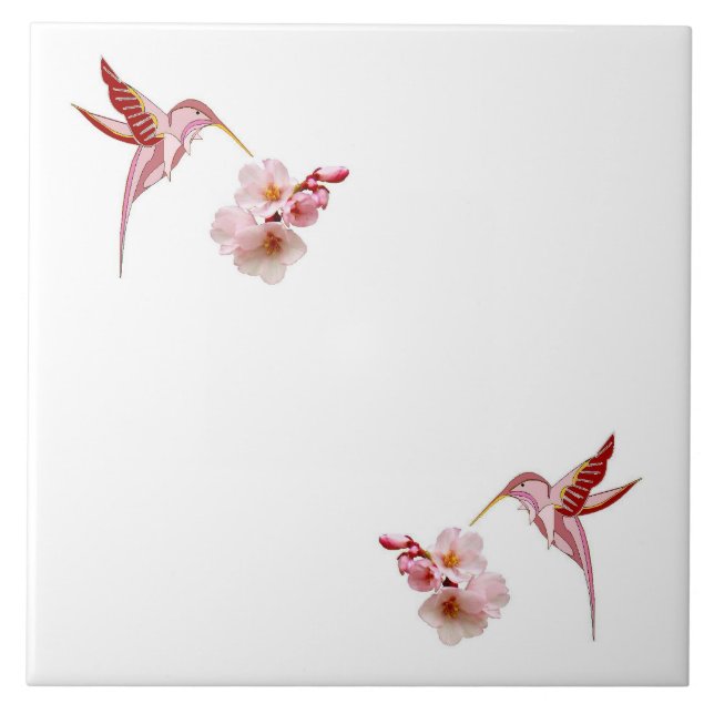 Humming Birds & Cherry Blossoms Trivet (Front)