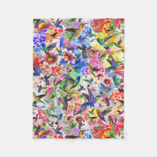 Humming Birds Floral Fleece Blanket