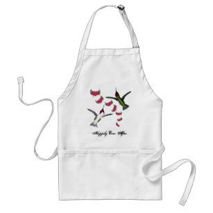 Humming Birds Grunge Hearts with Wings Adult Apron