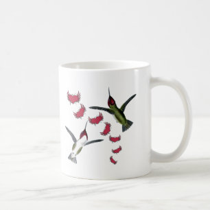 Humming Birds Grunge Hearts with Wings Coffee Mug