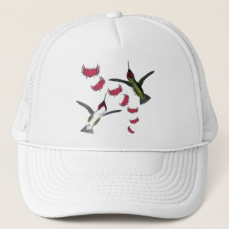 Humming Birds Grunge Hearts with Wings Trucker Hat