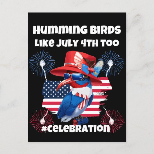 Humming birds like 4th of july too  postcard