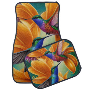 Humming Birds on Orange Blossoms    Car Floor Mat