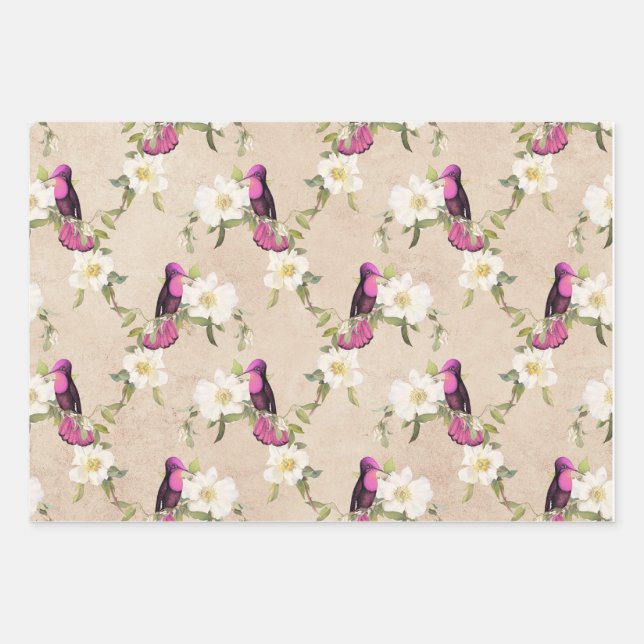 Humming Birds Series Design Five Wrapping Paper Sheets (Front)