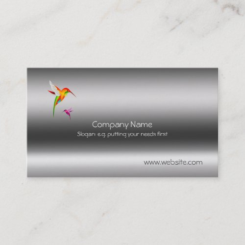 Humming Birds stylized on metallic_style template Business Card