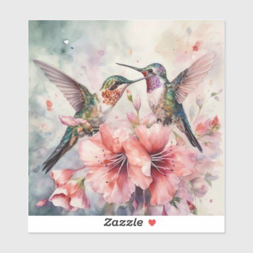 Humming Birds with Flowers Sticker