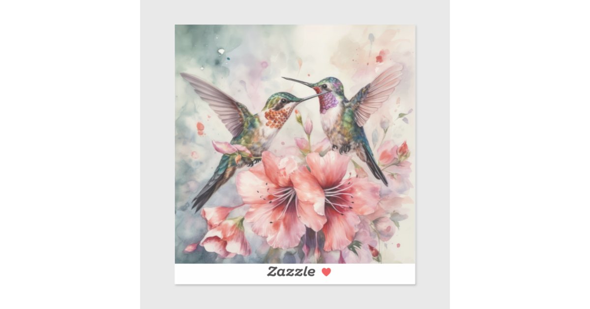 Humming Birds with Flowers Sticker