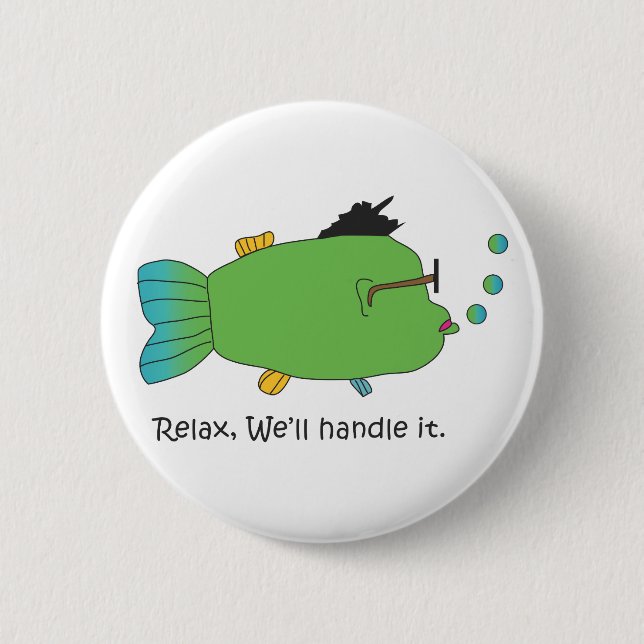 Humming Fish Pinback Button (Front)