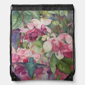 Humming for Fuchsias Drawstring Bag