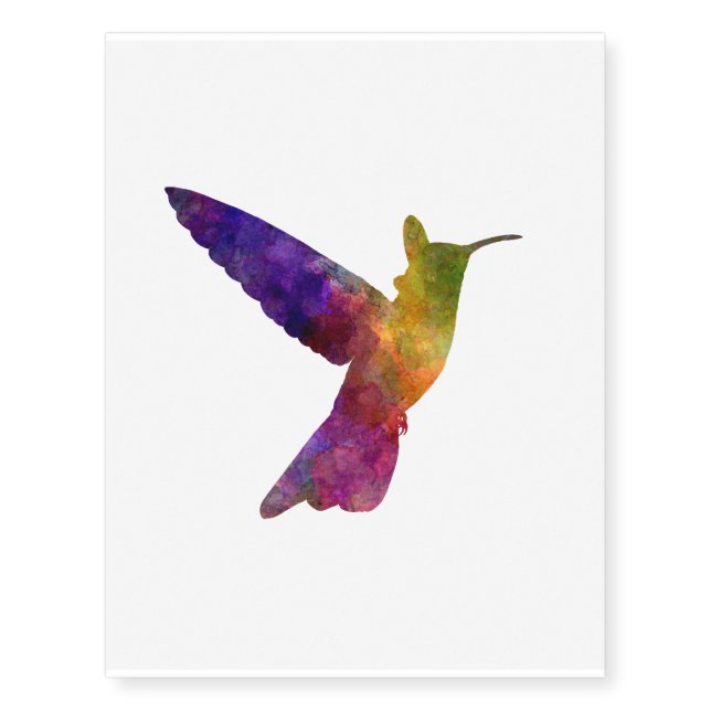 Hummingbird 02 in watercolor temporary tattoos (Front)