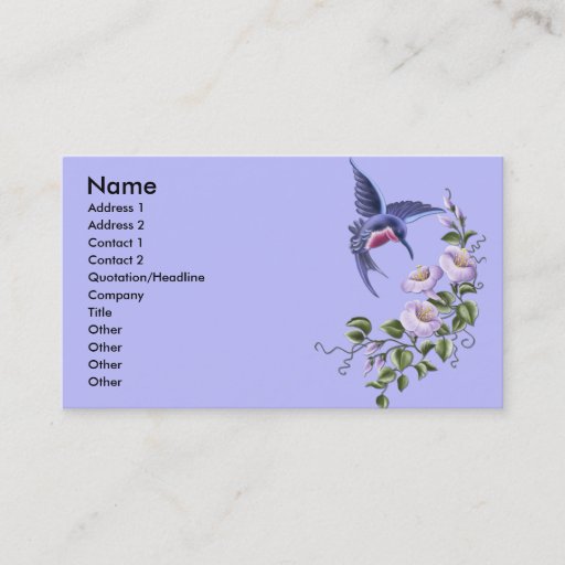 Customizable Hummingbird 2 Business Cards