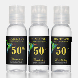 Hummingbird 50th Birthday Thank You Favor Hand Sanitizer