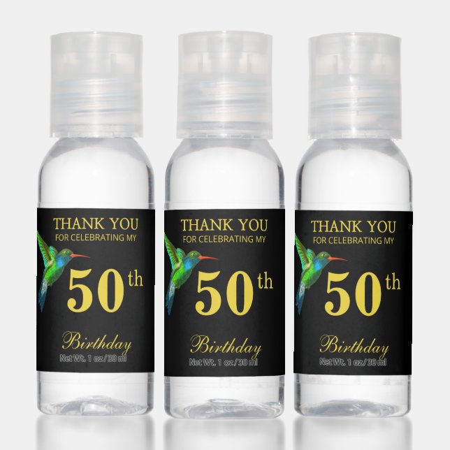  Hummingbird 50th Birthday Thank You Favor Hand Sanitizer (Set)