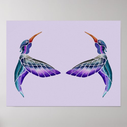 Hummingbird Abstract Watercolor Poster