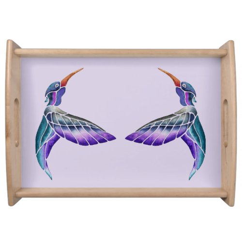 Hummingbird Abstract Watercolor Serving Tray