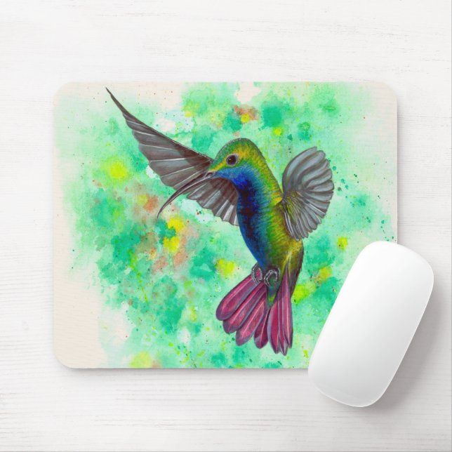 Hummingbird - acrylic painting mouse pad (With Mouse)