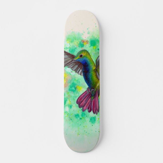Hummingbird - acrylic painting skateboard (Front)