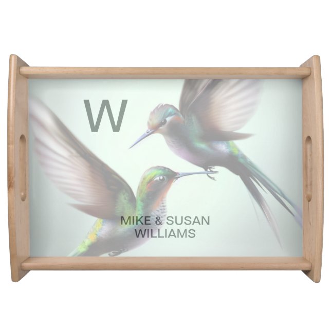 Hummingbird Add Monogram Name Serving Tray (Front)