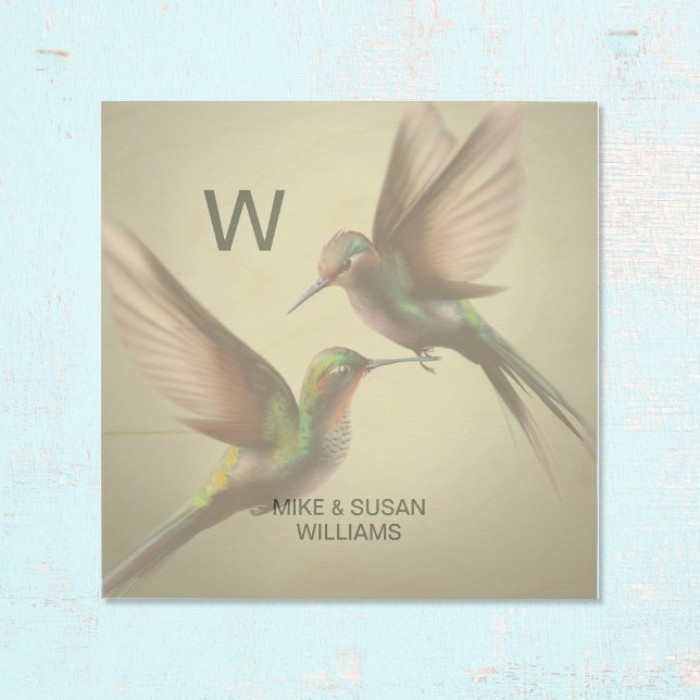 Hummingbird Add Monogram Name Wood Wall Art (Creator Uploaded)