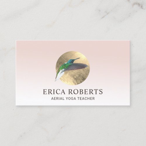 Hummingbird Aerial Yoga Instructor Blush Pink Business Card