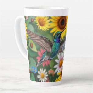 Hummingbird Among Flowers Latte Mug