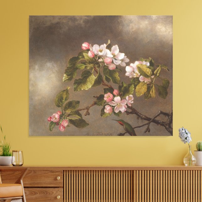 Hummingbird and Apple Blossoms Canvas Print (Insitu(LivingRoom))