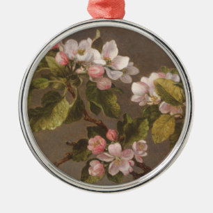 Hummingbird and Apple Blossoms Metal Ornament
