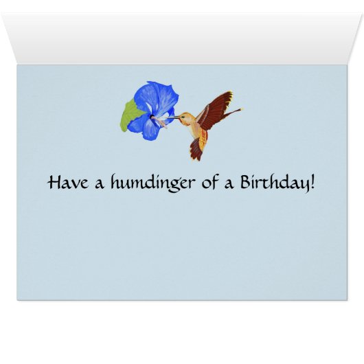 Hummingbird and Blue Hibiscus Birthday (Inside Horizontal (Bottom))