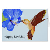 Hummingbird and Blue Hibiscus Birthday (Front Horizontal)