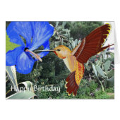 Hummingbird and Blue Hibiscus Happy Birthday (Front Horizontal)