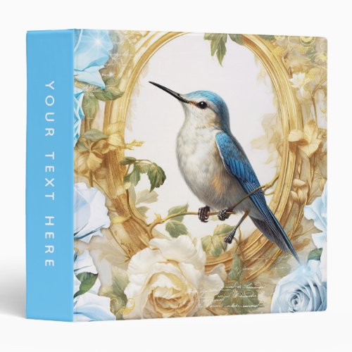 Hummingbird and Blue Roses 3 Ring Binder