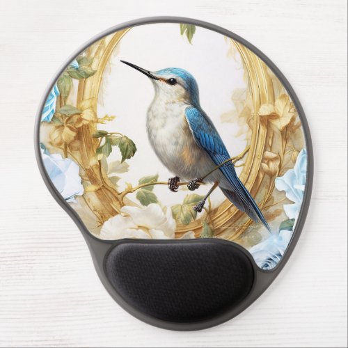 Hummingbird and Blue Roses Gel Mouse Pad