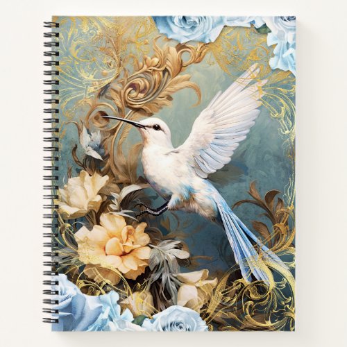 Hummingbird and Blue Roses Notebook