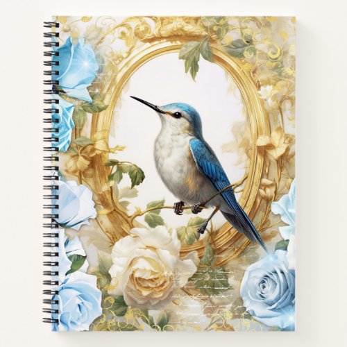 Hummingbird and Blue Roses Notebook