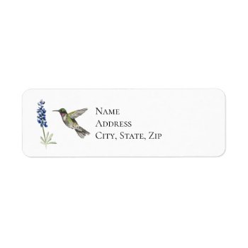 Hummingbird And Bluebonnet Label by Eclectic_Ramblings at Zazzle