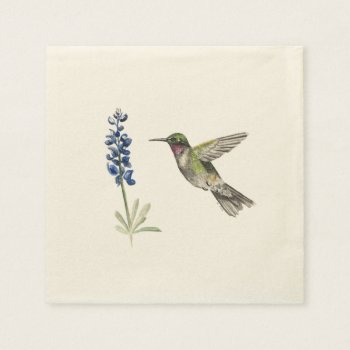 Hummingbird And Bluebonnet Paper Napkins by Eclectic_Ramblings at Zazzle