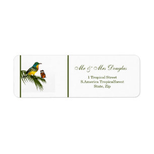 Hummingbird and butterfly label