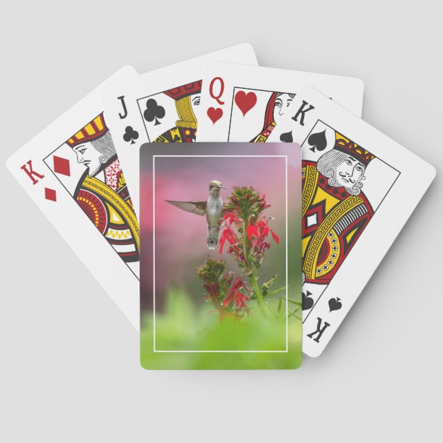 Hummingbird And Cardinal Flower Poker Cards (Back)
